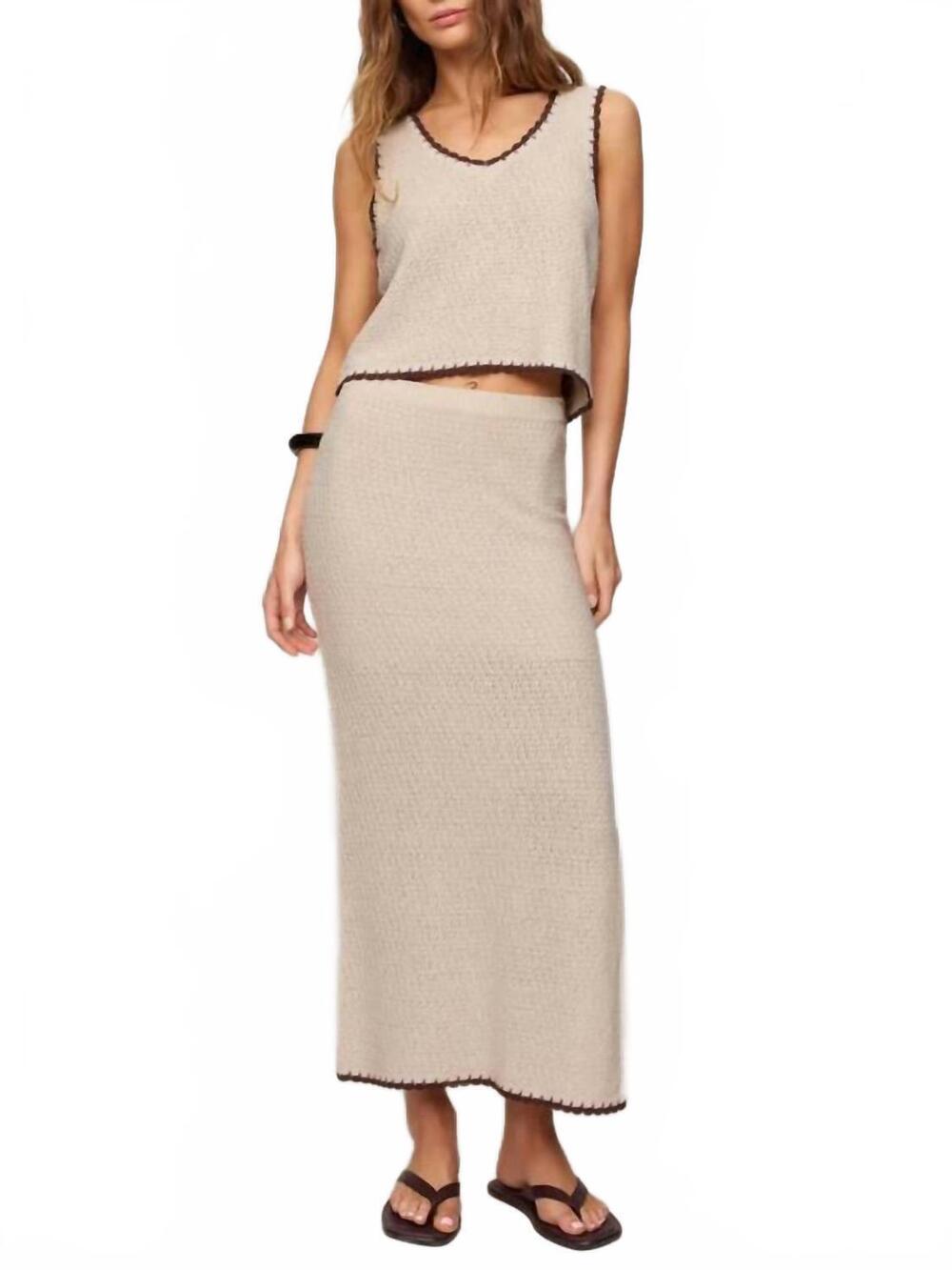 NEW Z SUPPLY yessenia whipstitch maxi skirt in beige